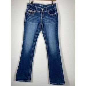 Amethyst Jeans Women’s Bootcut Denim Size 7 Embellished Pocket Medium Wash